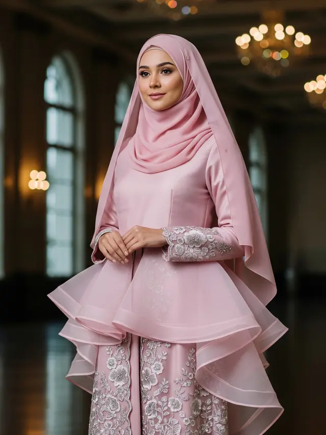 model gamis peplum organza