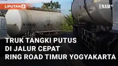 As truk tangki putus di utara lampu merah Karangturi Ringroad Timur. Kejadian ini menyebabkan jalur cepat mobil tertutup total