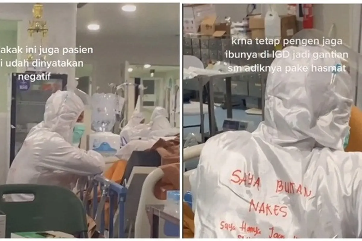 Video Kakak Adik Pakai APD Jaga Ibu 24 Jam Karena COVID-19 di IGD Ini Bikin Haru