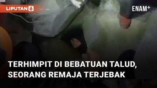 VIDEO: Terhimpit di Bebatuan Talud, Seorang Remaja Terjebak di Dalamnya