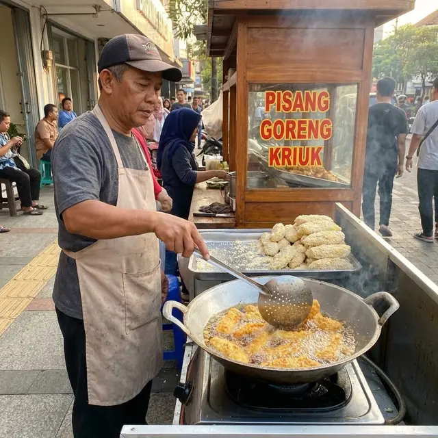 Menggoreng pisang goreng