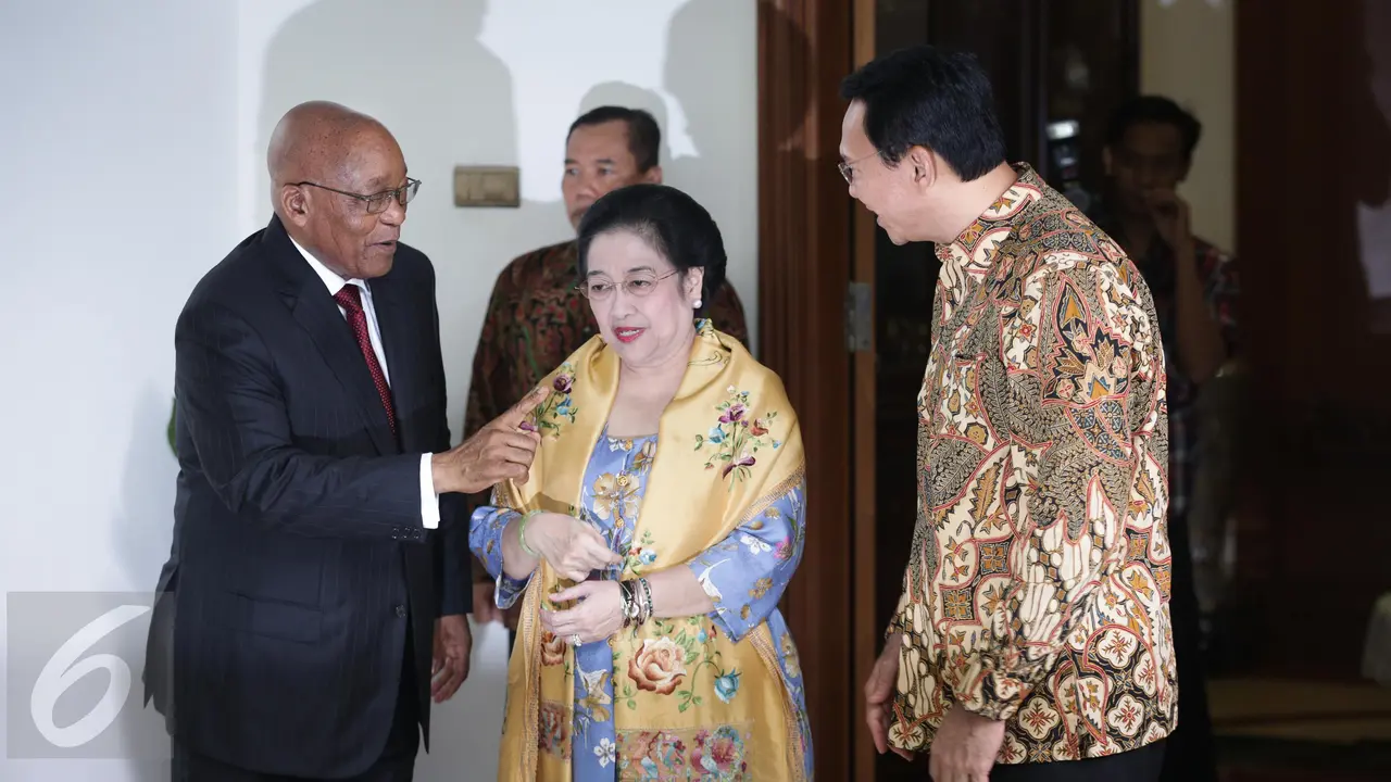 Ahok Dampingi Megawati menyambut kedatangan Presiden Afrika Selatan