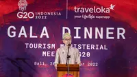 Albert, Co – Founder, Traveloka memberikan kata sambutan dalam Tourism Ministerial Meeting yang merupakan bagian dari rangkaian kegiatan Tourism Working Group (TWG) di Nusa Dua, Bali. (Dok. Istimewa)