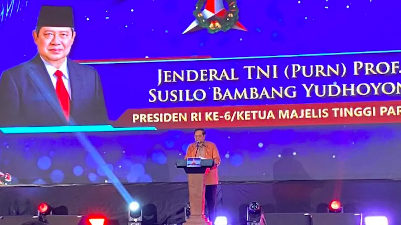 Ketua Majelis Tinggi Partai Demokrat Susilo Bambang Yudhoyono (SBY) saat melaksanakan Perayaan Natal Nasional Partai Demokrat di Jakarta, Senin. (Istimewa)