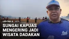Musim kemarau berkepanjangan di Kabupaten Sanggau, Kalimantan Barat, membuat Sungai Kapuas mengering. Dasar sungai berpasir yang muncul, kini menjadi destinasi wisata dadakan yang dimanfaatkan warga untuk bersantai di sore hari.