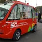 Bus nirsopir Telkomsel di arena Asian Games 2018. (Arief/Liputan6.com)