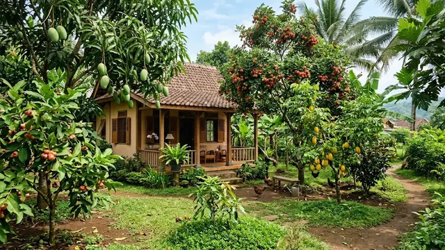 Rumah Kampung dengan Kebun Buah
