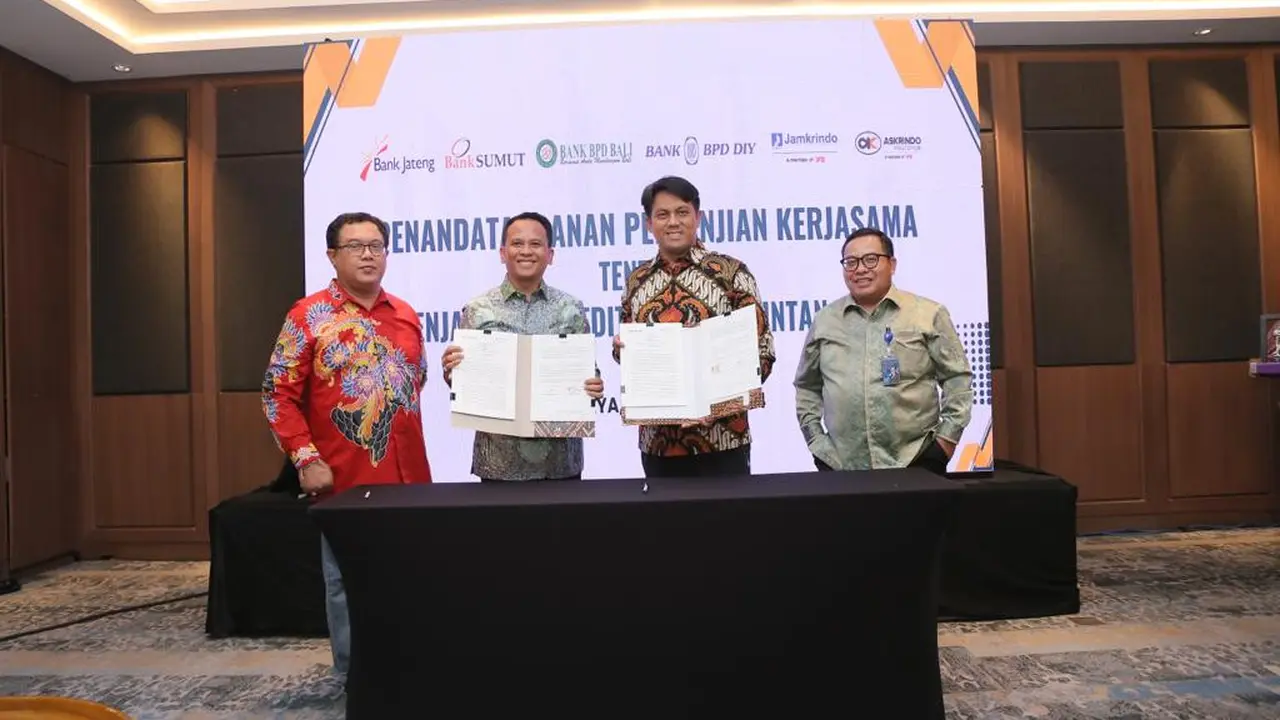 PT Jaminan Kredit Indonesia (Jamkrindo) melakukan kerja sama dengan empat bank daerah, yaitu BPD Bali, Bank BD DIY, Bank Sumut, dan Bank Jateng.