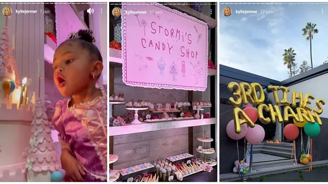 Gaya Putri Kylie Jenner Kenakan Gaun Pink dan Mahkota di Pesta Ultah Ketiga