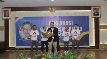 Ketua Umum Kamar Dagang dan Industri (Kadin) Indonesia Arsjad Rasjid mendapatkan dukungan dari masyarakat Sumatera Selatan