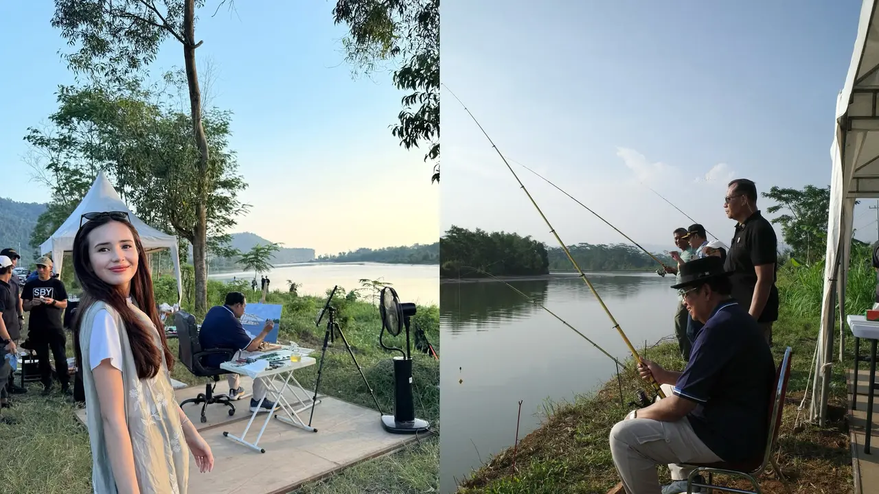 Potret Beby Tsabina Berkunjung ke Pacitan Bersama Suami, Lihat SBY Melukis hingga Ikut Memancing