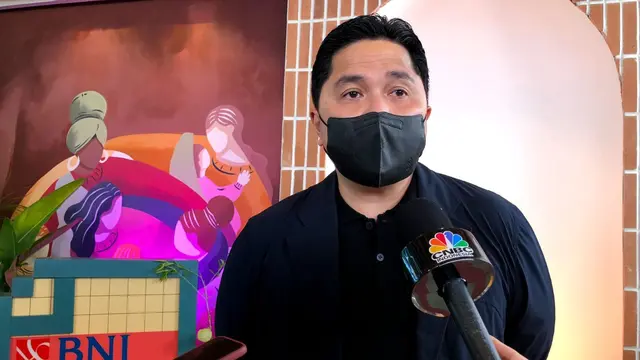 Menteri BUMN  Erick Thohir dalam konferensi pers, CXO Media, Rabu (12/1/2022).