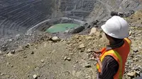 Seorang pekerja memantau aktivitas tambang terbuka milik PT Newmont Nusa Tenggara (NNT) di Batu Hijau, Sumbawa Barat, NTB. (Antara)