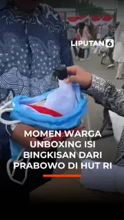 Momen Warga Unboxing Isi Bingkisan dari Prabowo di HUT RI