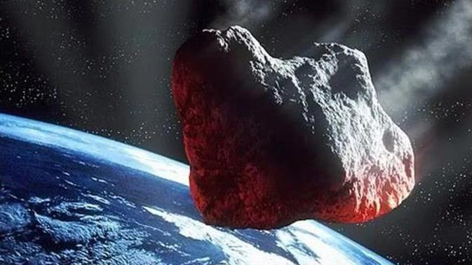 Ilustrasi artis tentang asteroid yang berpotensi berbahaya menuju Bumi. (Kredit: ESA)