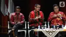 Menkumham Yasonna Laoly menyampaikan paparan saat diskusi panel V Rakornas Indonesia Maju antara Pemerintah Pusat dan Forum Koordinasi Pimpinan Daerah (Forkopimda) di Bogor, Rabu (13/11/2019). Panel V itu membahas penyederhanaan regulasi dan reformasi birokrasi. (Liputan6.com/Herman Zakharia)
