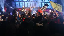 Band dari Malang turut memeriahkan HUT ke-29 Arema yang berlangsung di Jakarta. (Bola.com/Gerry Anugrah Putra)