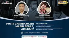 Liputan6 Update  |  Jumat, 2 September 2022  |   Pukul 11.00 WIB  |  Tema: Putri Candrawathi Masih Bebas, Adilkah?

Laporan Langsung:
- Update Kecelakaan Maut di Bekasi
- Banjir Bandang di Bengkulu
- 1,3 Miliar Data Registrasi Kartu SIM Indonesi...