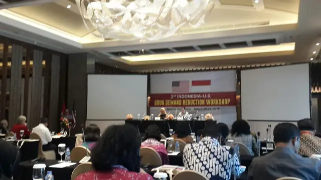 Suasana 2nd Indonesia - US Drug Demand Reduction Workshop di Jakarta (20/3) (Rizki Akbar Hasan/Liputan6.com)