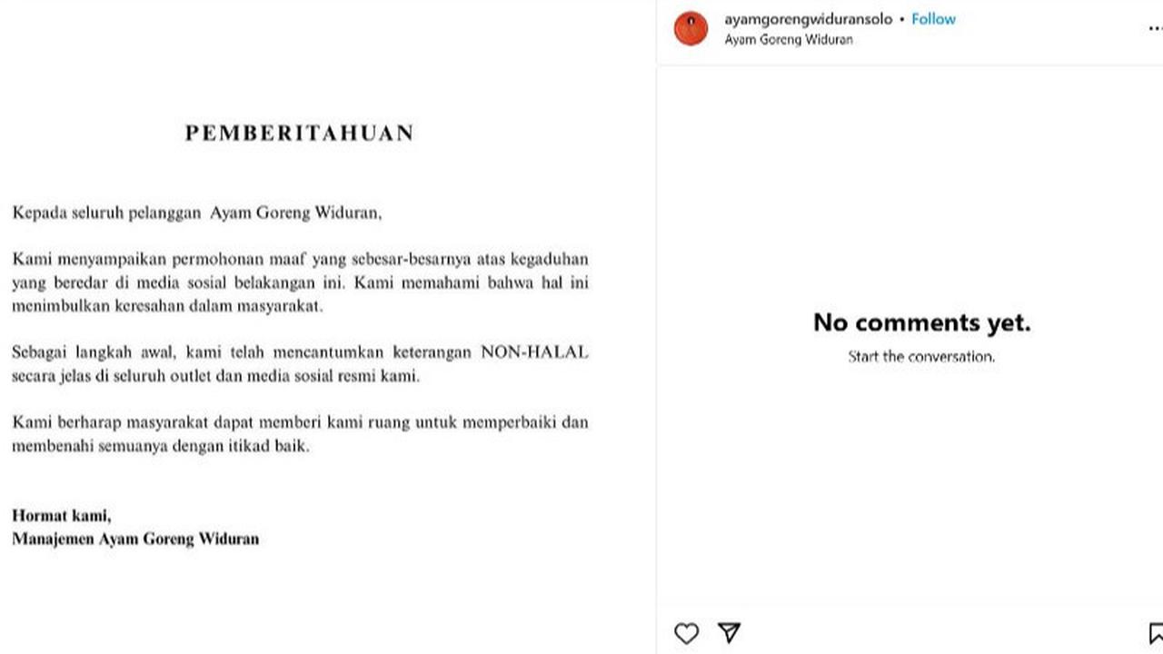 Viral Usai Mengaku Non-Halal Setelah 52 Tahun, Ayam Goreng Widuran Solo Bikin Pernyataan Maaf