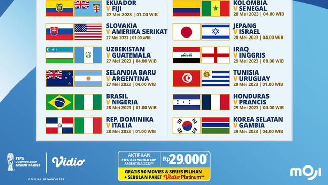 Jadwal Live Streaming Piala Dunia U-20 Argentina 2023 Week 3 di Vidio, 27-29 Mei 2023