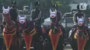 Personel Polisi berkuda mengikuti apel gelar pasukan Operasi Lilin Jaya 2021 di lapangan Polda Metro Jaya, Jakarta, Kamis (23/12/2021). Operasi Lilin Jaya 2021 dalam rangka pengamanan libur Natal 2021 dan tahun baru 2022 guna menegakkan protokol kesehatan di masyarakat. (merdeka.com/Imam Buhori)