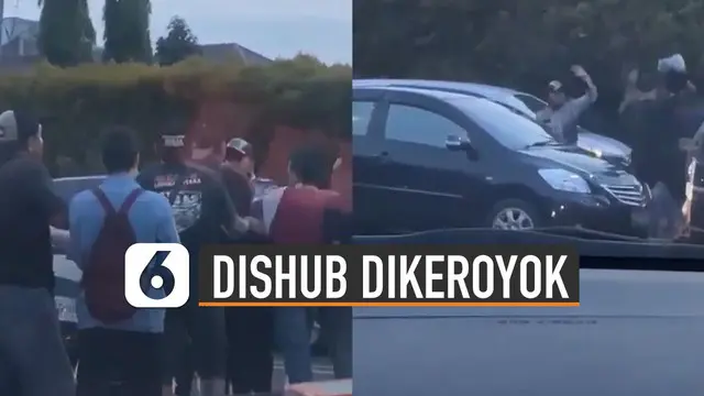 Beredar video seorang petugas dishub dikeroyok oleh sejumlah orang tak dikenal.