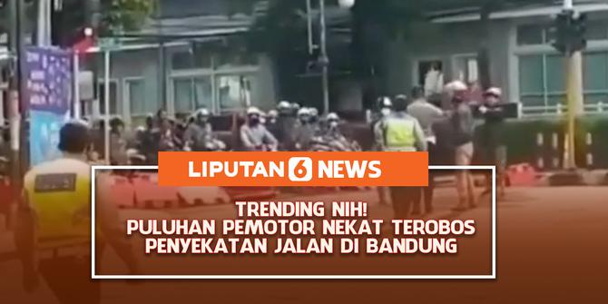 VIDEO: TRENDING NIH! Puluhan Pemotor Nekat Terobos Penyekatan Jalan di Bandung