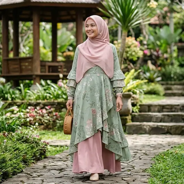 Model Gamis Katun Jepang Kombinasi Terbaru (Foto: Gemini AI)