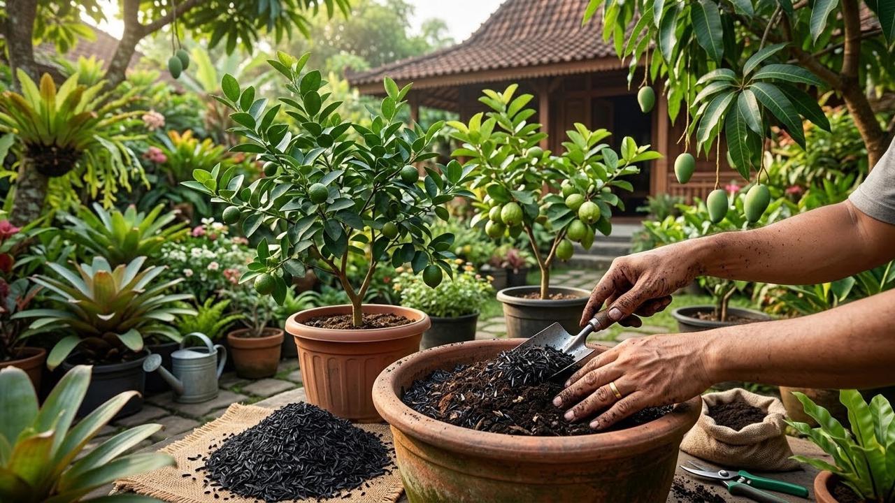 Sekam Bakar untuk Media Tabulampot