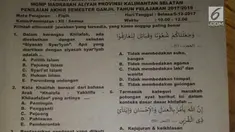Beredar sebuah foto lembar soal ujian Madrasah Aliyah yang isinya membahas soal Khilafah.