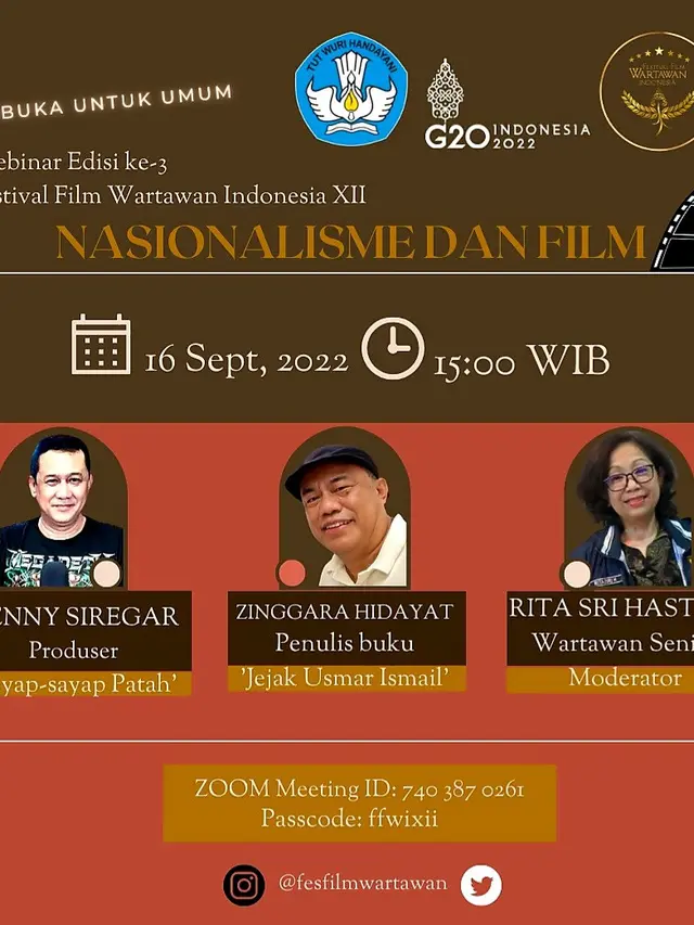 Festival Film Wartawan Indonesia (FFWI) ke XII menggelar webinar bertajuk Nasionalisme dan Film