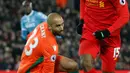 Penyerang Liverpool, Daniel Sturridge berusaha melewati kiper Stoke City, Lee Grant pada pertandingan Liga Inggris di Anfield, Liverpool, (28/12). Liverpool menang telak atas Stoke dengan skor 4-1. (Reuters/Carl Recine)