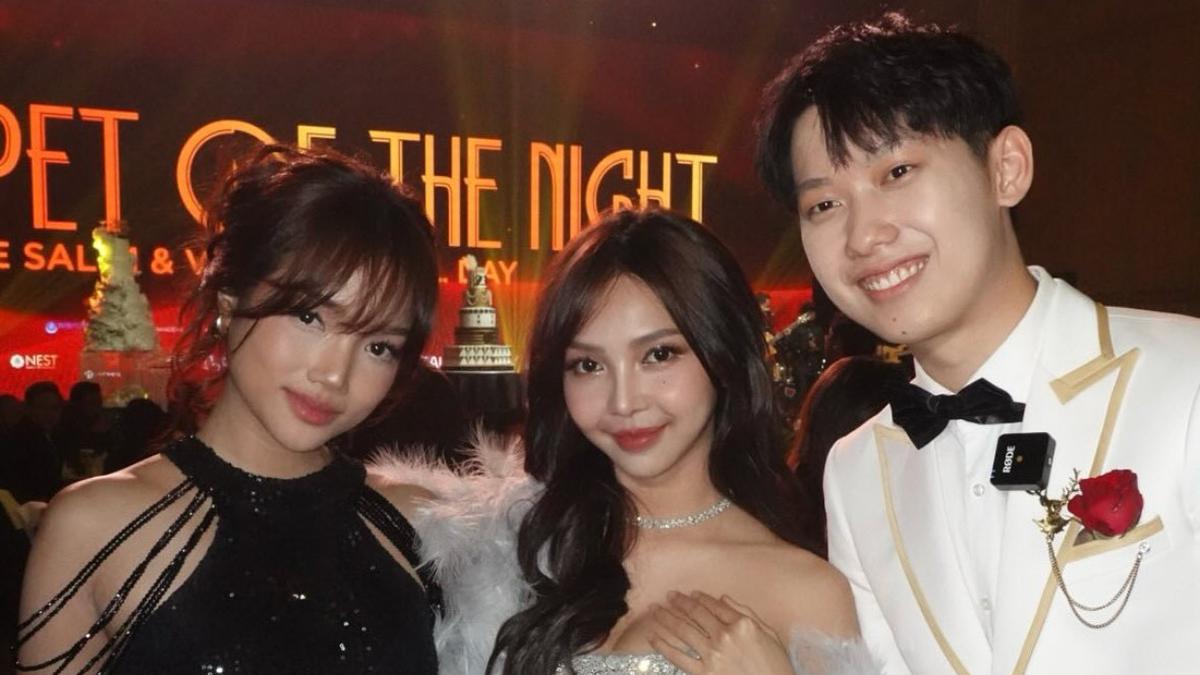 Tampilan Glamor Fuji An Dibalut Long Dress Hitam Manik-Manik di Ulang Tahun Willie Salim dan Vilmei Bertema Met Gala