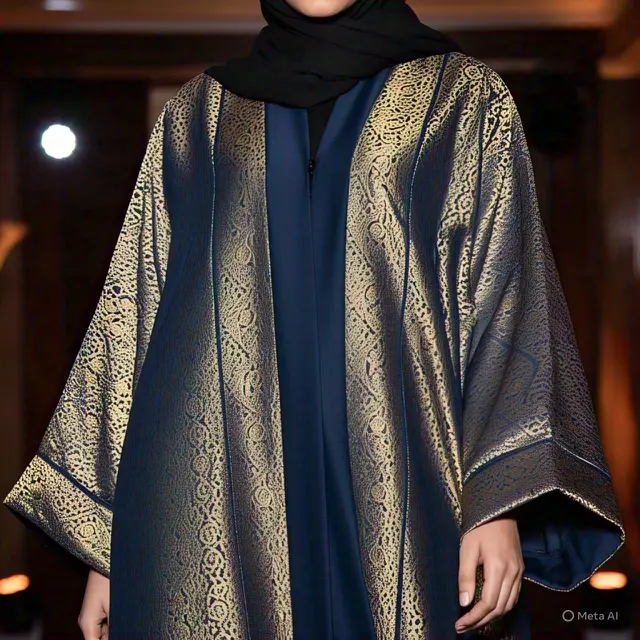 Abaya Arab dengan Aksen Brokat