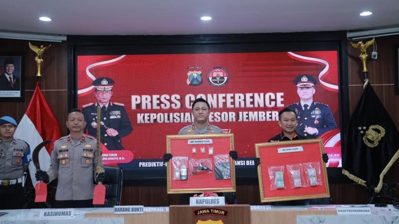 Polres Jember Ungkap 15 Kasus Narkoba Selama Maret 2026, Amankan 18 Tersangka
