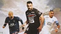 Ilustrasi - Neymar, Gaetan Laborde, Dimitri Payet (Bola.com/Adreanus Titus)