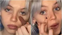 Tren makeup membuat kantong mata. (dok. TikTok @sarathefreeelf/ https://vt.tiktok.com/ZSwdrKNx/)