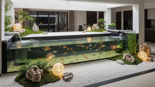 Inspirasi Kolam Ikan dalam Rumah dengan Konsep Taman Kering untuk Hunian Anda