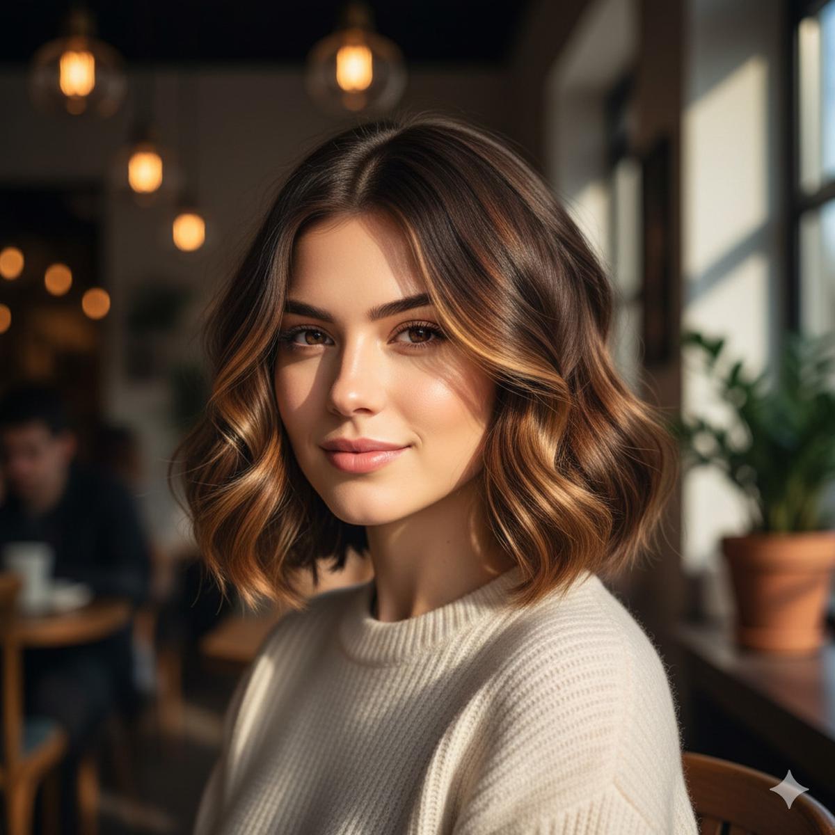 Rambut Coklat Caramel Ribbon Bob