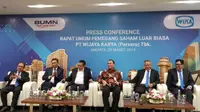 Konferensi pers RUPSLB PT Wijaya Karya Tbk pada Senin (25/3/2019) (Foto: Liputan6.com/Bawono Y)