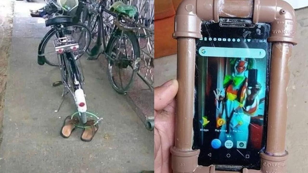 6 Potret Cara Nyeleneh Mengamankan Barang Ini Bikin Gagal Paham