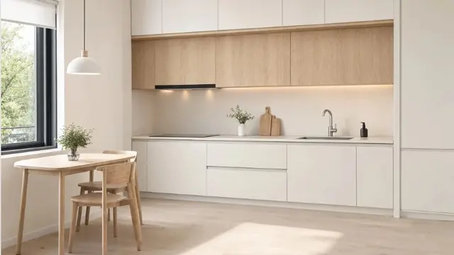 Desain Dapur Minimalis 3x2 Tetap Lega dengan Meja Makan Mini (AI Generated)