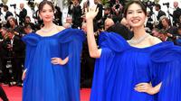 Raline Shah saat melenggang cantik di red carpet Cannes Film Festival 2023. (GISELA SCHOBER / GETTY IMAGES / AFP)