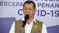 Di Graha BNPB, Jakarta, Senin (8/6/2020), Ketua Gugus Tugas Nasional Doni Monardo mengatakan, wilayah administratif setingkat kabupaten/kota yang masih bertahan di zona hijau berjumlah 92. (Dok Badan Nasional Penanggulangan Bencana/BNPB)