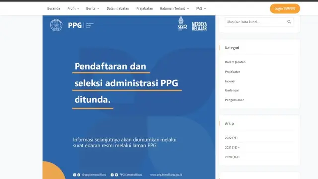 Pendaftaran dan Seleksi Administrasi PPG Dalam Jabatan 2022 Ditunda