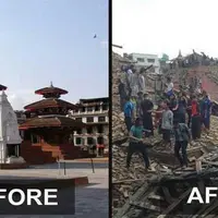 Gambar yang menunjukan betapa besarnya gempa yang mengguncang Nepal.