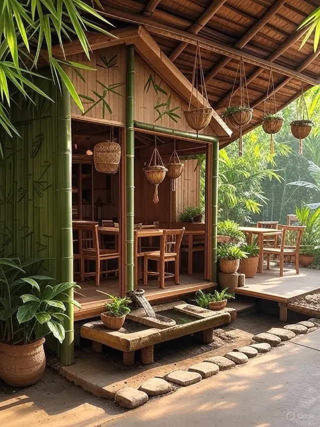 Desain Warung Sembako dari Bambu Sederhana/AI