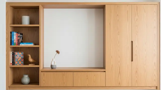 Built-in Cabinet dengan Rak Terbuka di Satu Sisi