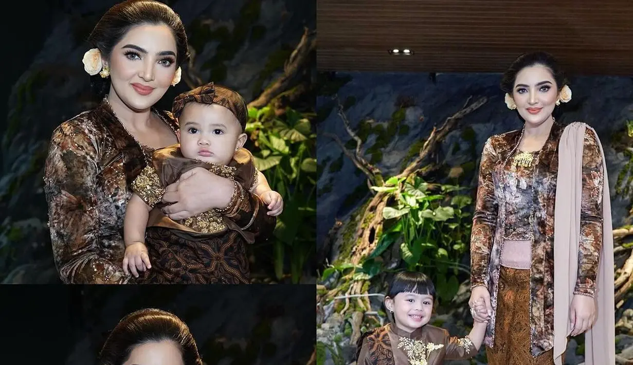 Ameena Atta tampil sebagai Jeng Yah versi travel size mengenakan kebaya Janggan cokelat. [@ashanty_ash]